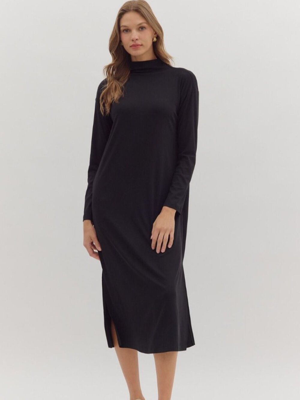 Sleek Essential Mockneck Midi Dress
